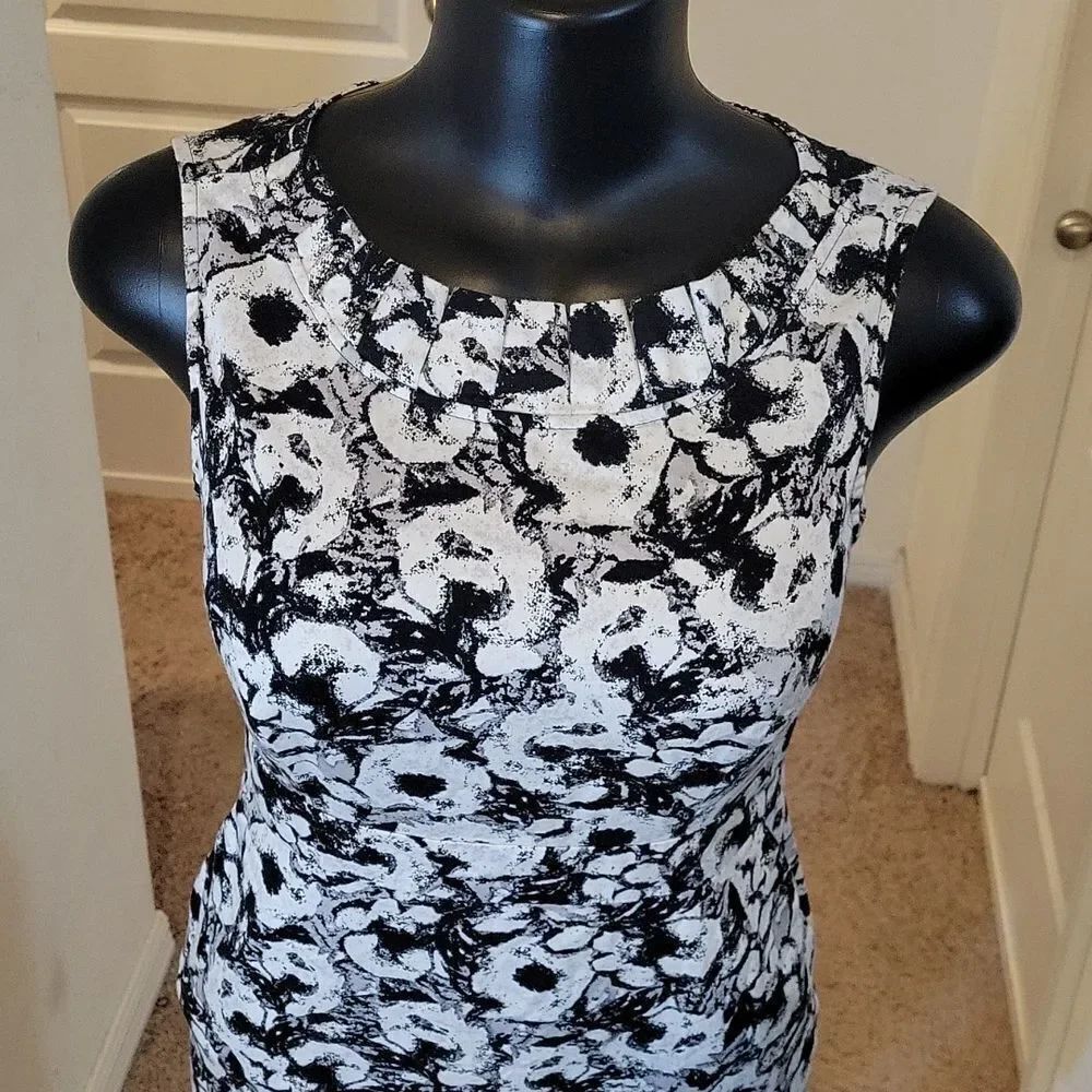 ANNE TAYLOR LOFT SLEEVELESS RUFFLE ROUNDNECK ZIPPER CLOSURE MINI DRESS - Picture 5 of 16